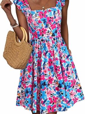 NWT’s (in packaging) Floral Mini Dress in Pink, Blue, White - Size Large